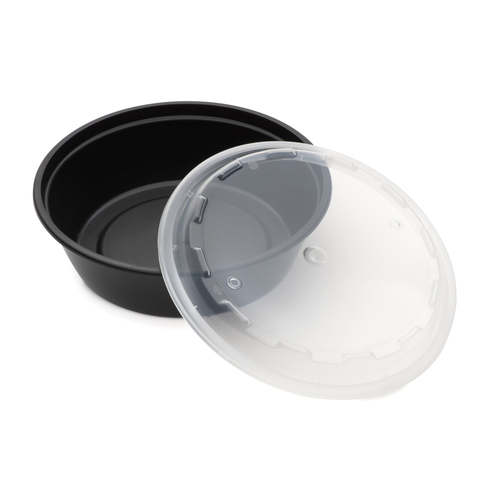 24 OZ BLACK CONTAINER WITH LID CLEAR VENTED LID